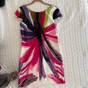 Ellen Tracy, Like New, Size 6 Pink and Purple Brushstroke Mini Dress